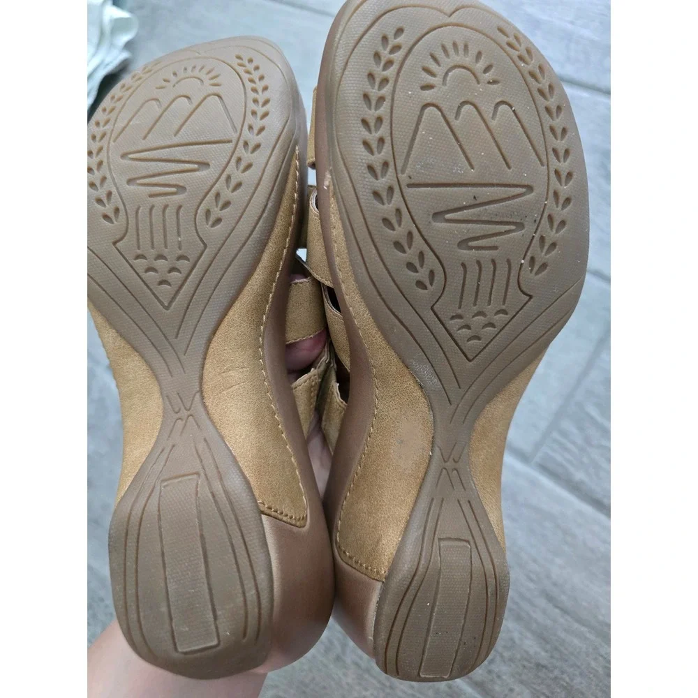 Rialto Valora Women's Comfort Wedge Sandals Slides Mules Tan Size 9‎